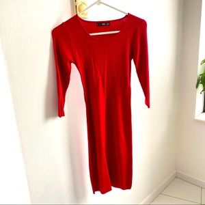 MANGO MNG red sweater bodycon dress XS/0